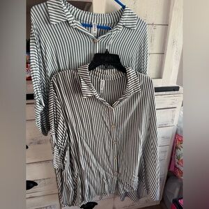 Zenana Brand Striped Button-Up Shirts- set of 2